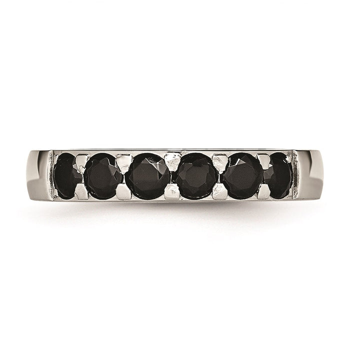 Unisex Fashion Jewelry, Chisel Brand Stainless Steel Polished Black CZ 4.00mm Ring Band