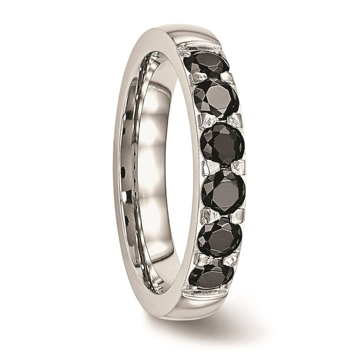Unisex Fashion Jewelry, Chisel Brand Stainless Steel Polished Black CZ 4.00mm Ring Band