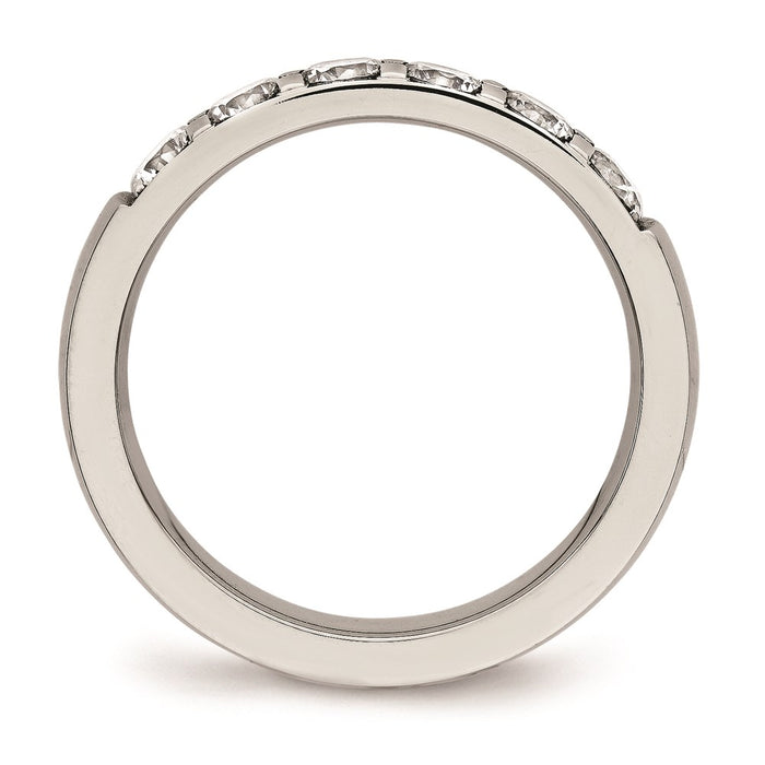 Unisex Fashion Jewelry, Chisel Brand Stainless Steel Polished CZ 4.00mm Ring Band