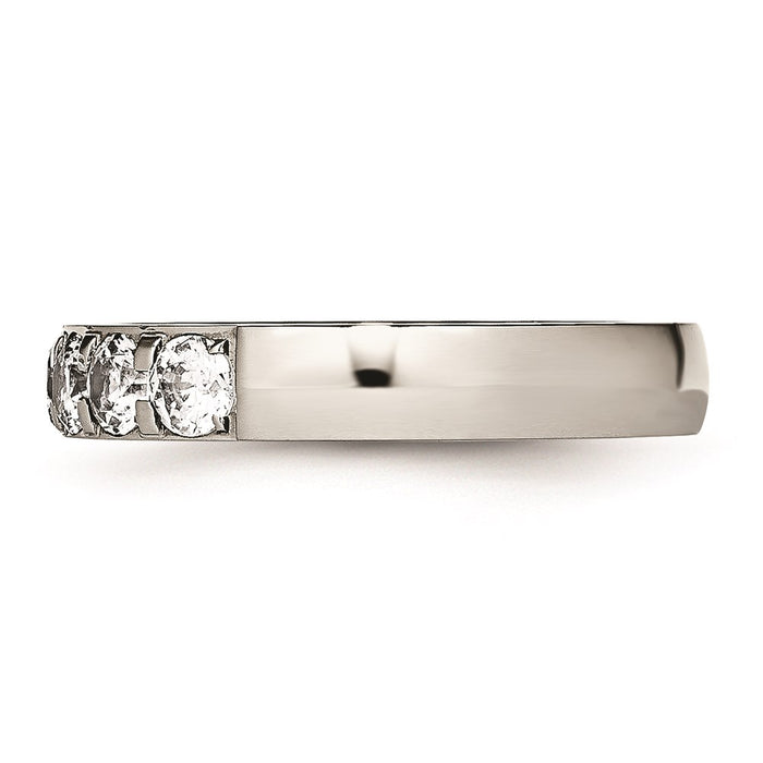 Unisex Fashion Jewelry, Chisel Brand Stainless Steel Polished CZ 4.00mm Ring Band