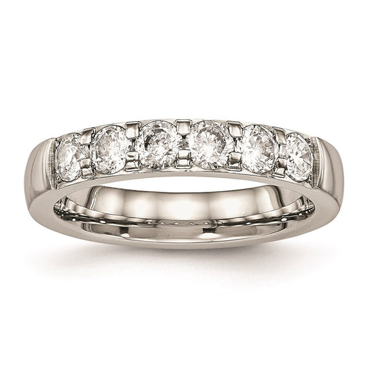 Unisex Fashion Jewelry, Chisel Brand Stainless Steel Polished CZ 4.00mm Ring Band