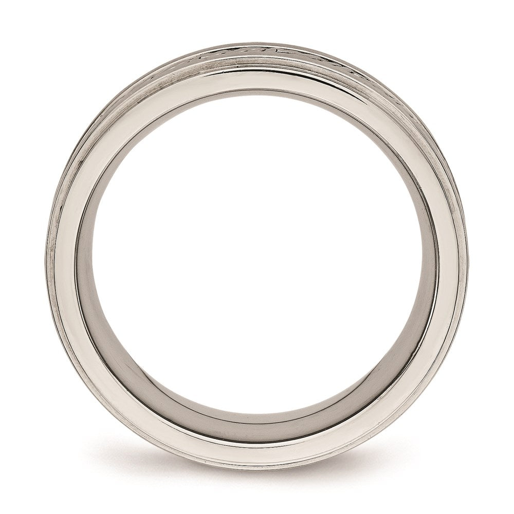 Unisex Fashion Jewelry, Chisel Brand Stainless Steel Brushed and Polished Braided 7.00mm Ring Band