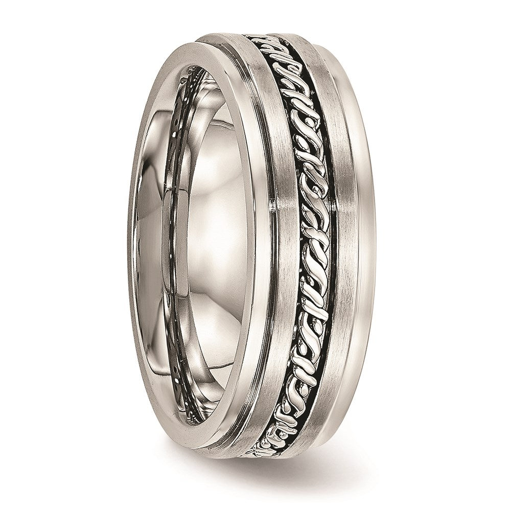 Unisex Fashion Jewelry, Chisel Brand Stainless Steel Brushed and Polished Braided 7.00mm Ring Band