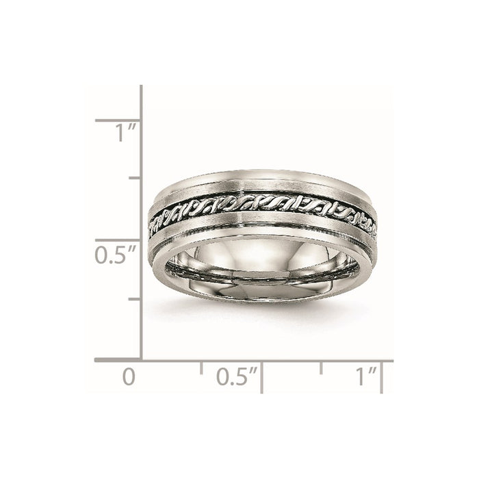 Unisex Fashion Jewelry, Chisel Brand Stainless Steel Brushed and Polished Braided 7.00mm Ring Band