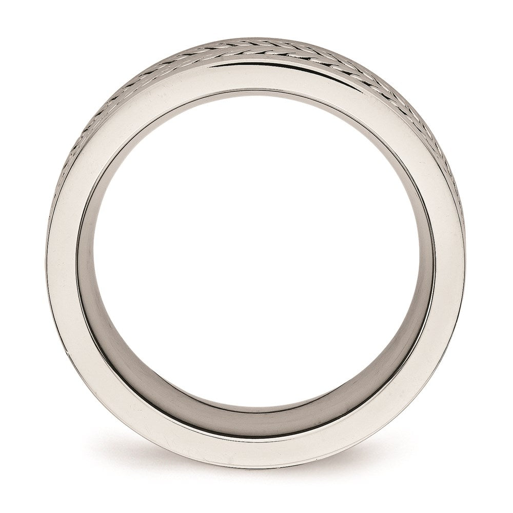 Unisex Fashion Jewelry, Chisel Brand Stainless Steel Brushed and Polished Twisted 7.00mm Ring Band