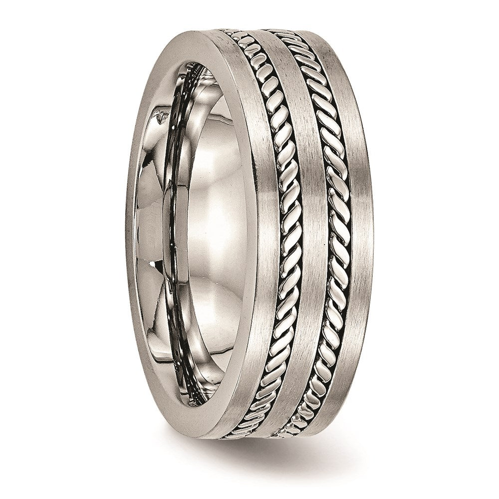Unisex Fashion Jewelry, Chisel Brand Stainless Steel Brushed and Polished Twisted 7.00mm Ring Band