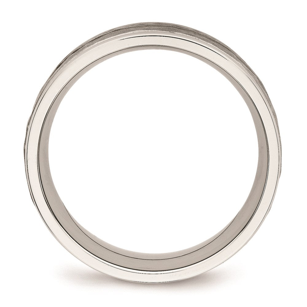 Unisex Fashion Jewelry, Chisel Brand Stainless Steel Polished Hammered and Grooved 8.00mm Ring Band