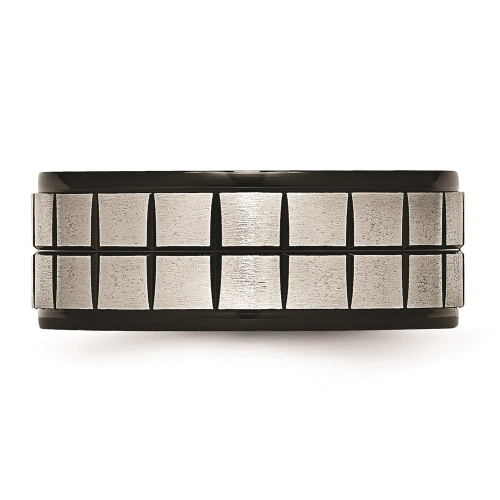 Unisex Fashion Jewelry, Chisel Brand Stainless Steel Brushed & Black IP-plated 9mm Ring Band