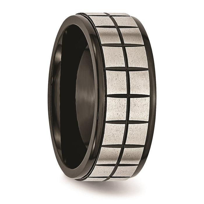 Unisex Fashion Jewelry, Chisel Brand Stainless Steel Brushed & Black IP-plated 9mm Ring Band