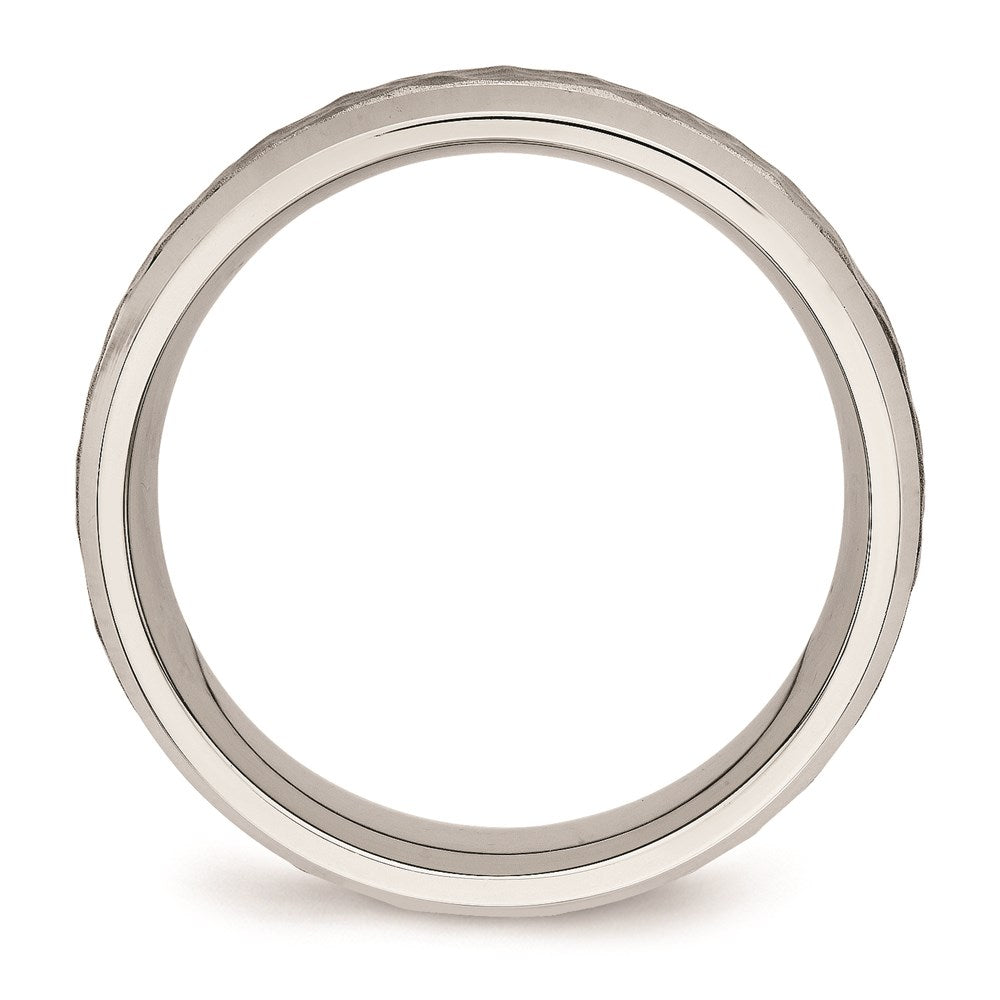 Unisex Fashion Jewelry, Chisel Brand Stainless Steel Brushed and Polished Hammered 7.50mm Ring Band