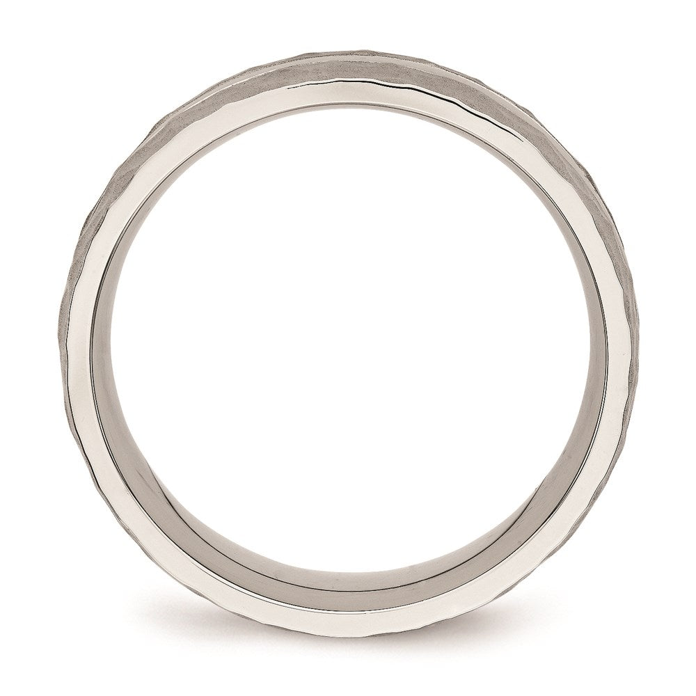 Unisex Fashion Jewelry, Chisel Brand Stainless Steel Polished Hammered and Grooved 7.50mm Ring Band