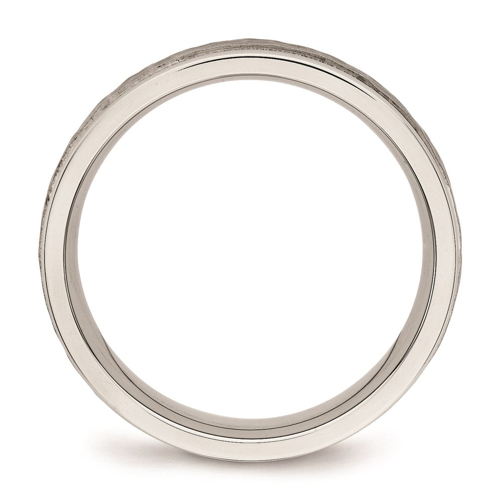 Unisex Fashion Jewelry, Chisel Brand Stainless Steel Polished Hammered and Grooved 6.00mm Ring Band