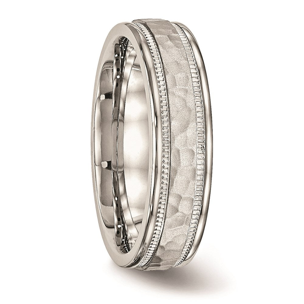 Unisex Fashion Jewelry, Chisel Brand Stainless Steel Polished Hammered and Grooved 6.00mm Ring Band