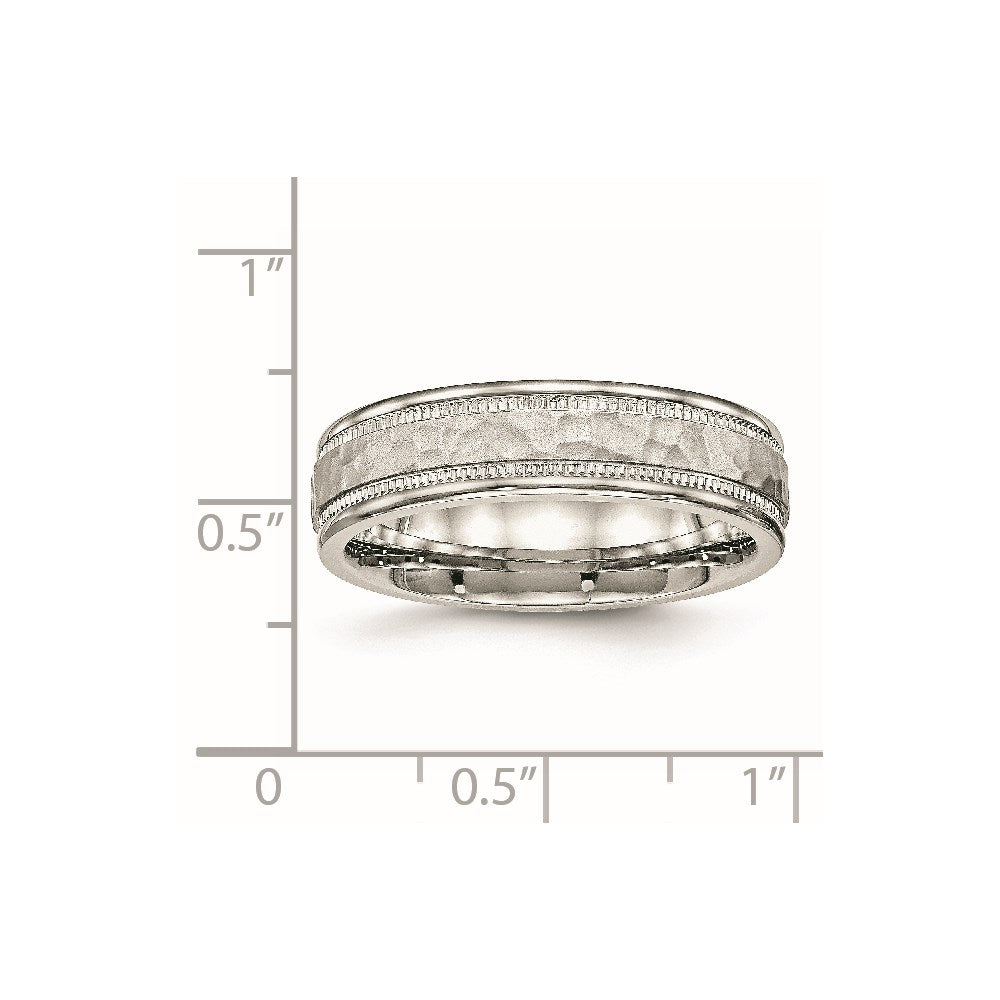 Unisex Fashion Jewelry, Chisel Brand Stainless Steel Polished Hammered and Grooved 6.00mm Ring Band
