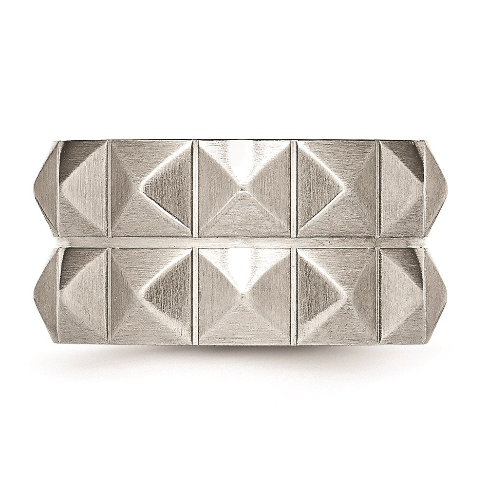 Unisex Fashion Jewelry, Chisel Brand Stainless Steel Brushed Grooved 12.00mm Ring Band