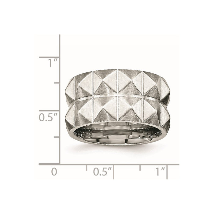Unisex Fashion Jewelry, Chisel Brand Stainless Steel Brushed Grooved 12.00mm Ring Band