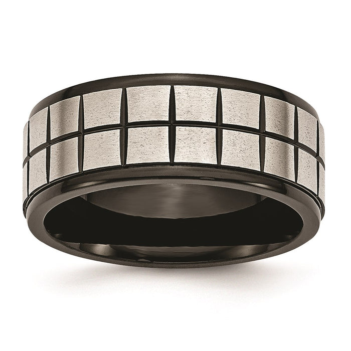 Unisex Fashion Jewelry, Chisel Brand Stainless Steel Brushed & Black IP-plated 9mm Ring Band