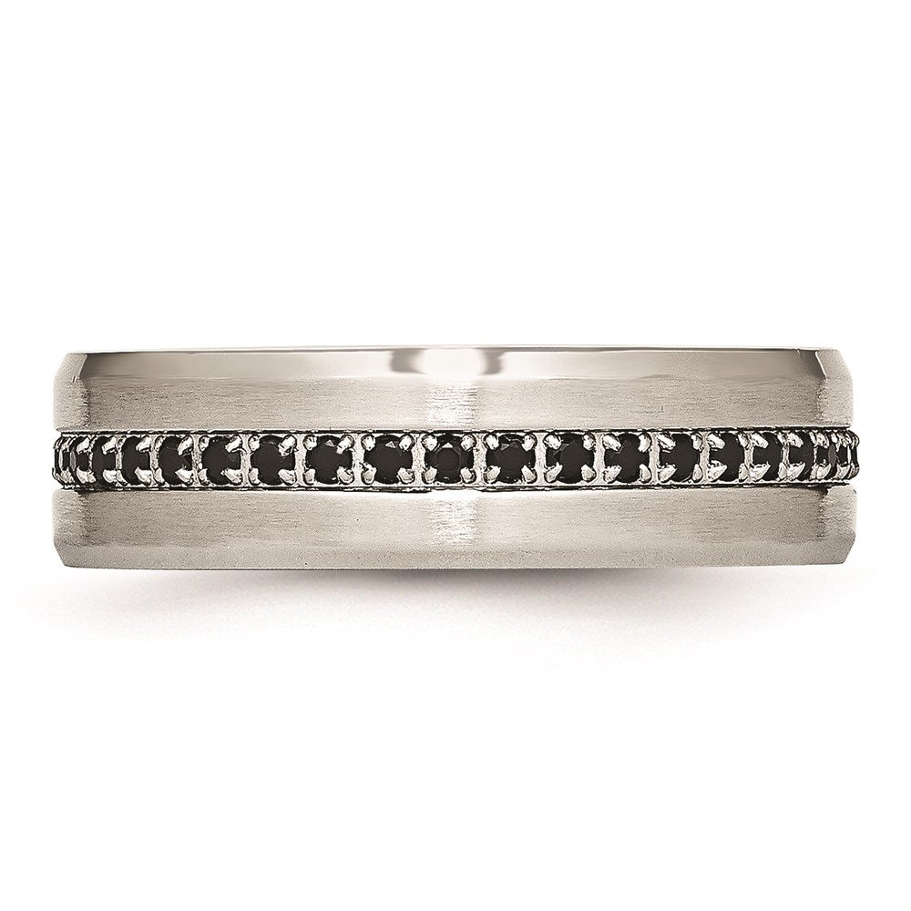 Unisex Fashion Jewelry, Chisel Brand Stainless Steel Brushed and Polished Black CZ Ring