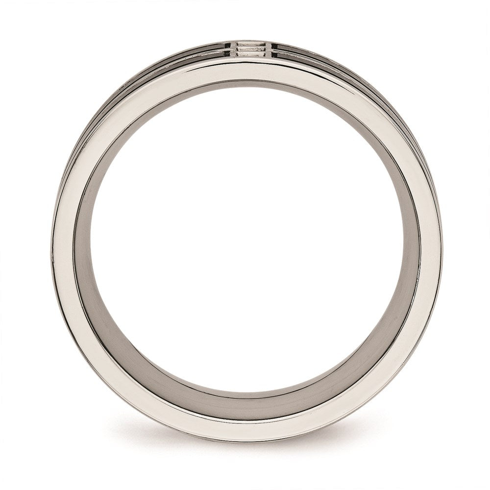 Unisex Fashion Jewelry, Chisel Brand Stainless Steel Polished Black IP Plated CZ Ring Band