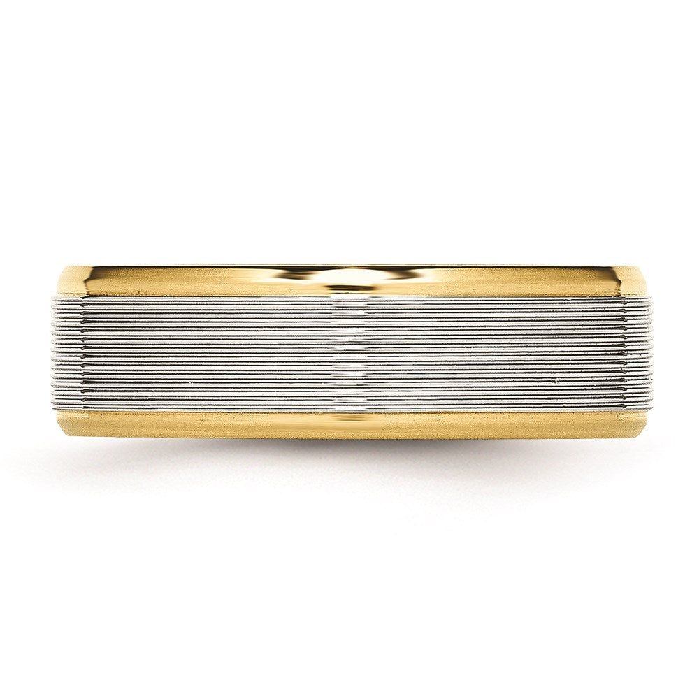 Unisex Fashion Jewelry, Chisel Brand Stainless Steel Polished Yellow IP Grooved Ring