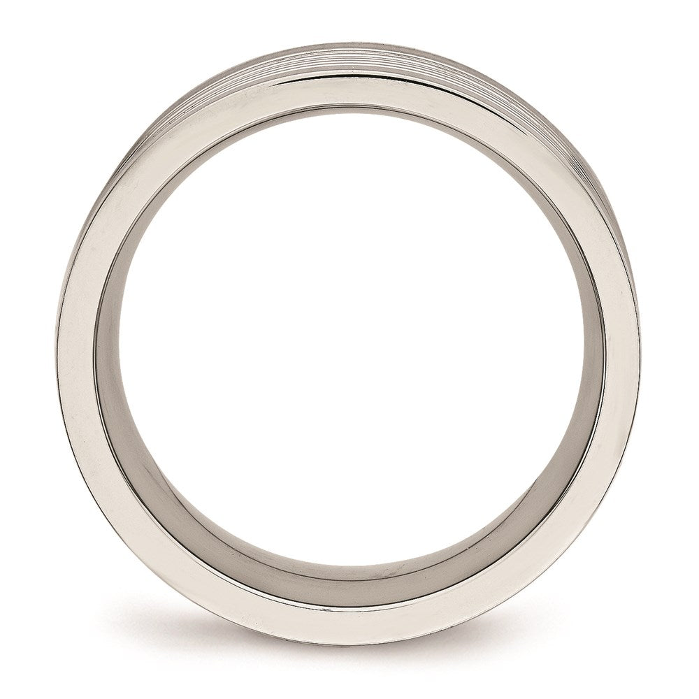 Unisex Fashion Jewelry, Chisel Brand Stainless Steel Polished Grooved Comfort Back Ring