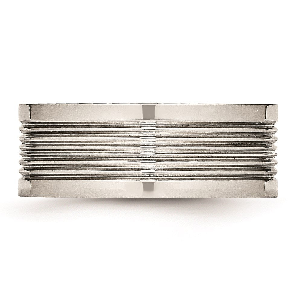 Unisex Fashion Jewelry, Chisel Brand Stainless Steel Polished Grooved Comfort Back Ring