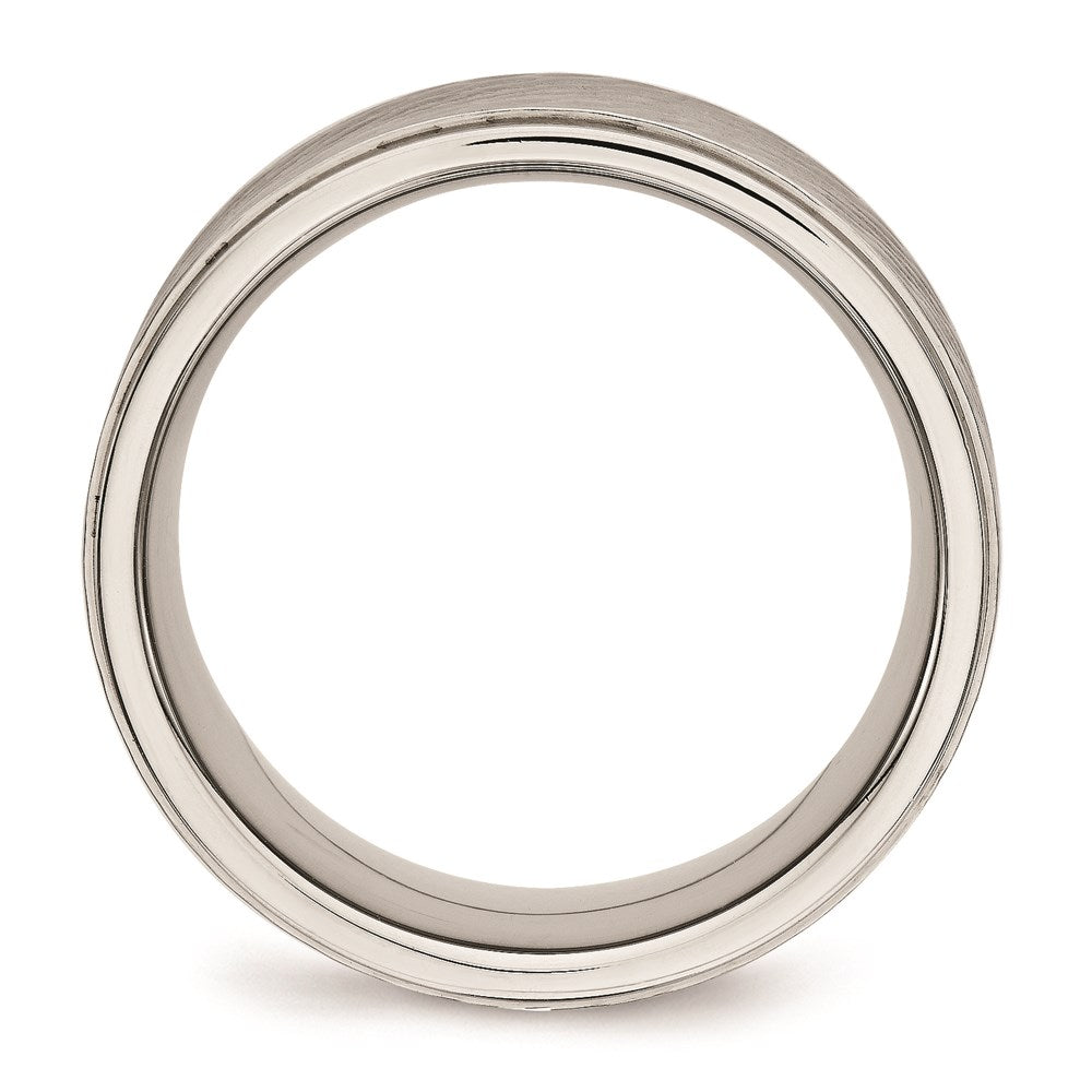 Unisex Fashion Jewelry, Chisel Brand Stainless Steel Polished w/Brushed Center Ridged Edge Diamond Cut Ring