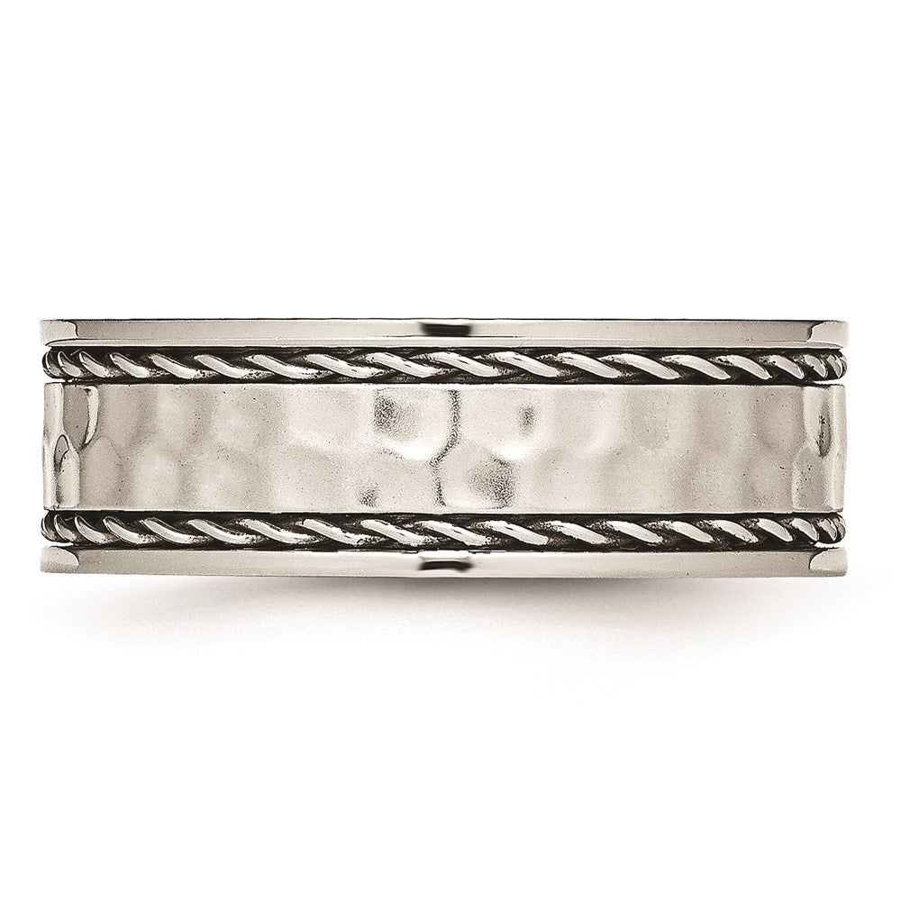 Men's Fashion Jewelry, Chisel Brand Stainless Steel Polished Hammered Comfort Back Ring
