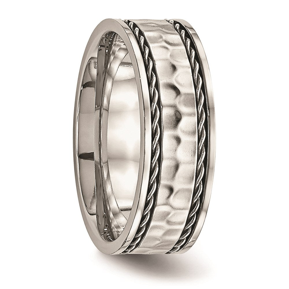 Men's Fashion Jewelry, Chisel Brand Stainless Steel Polished Hammered Comfort Back Ring