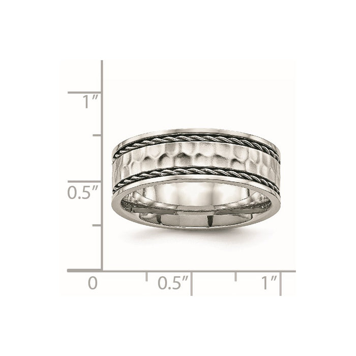 Men's Fashion Jewelry, Chisel Brand Stainless Steel Polished Hammered Comfort Back Ring
