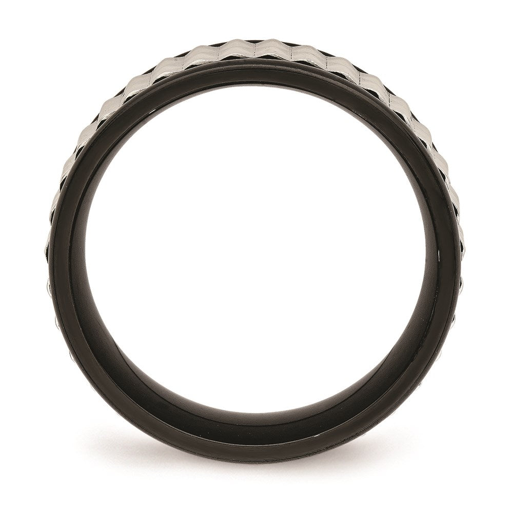 Unisex Fashion Jewelry, Chisel Brand Stainless Steel Polished Black IP Textured Ring