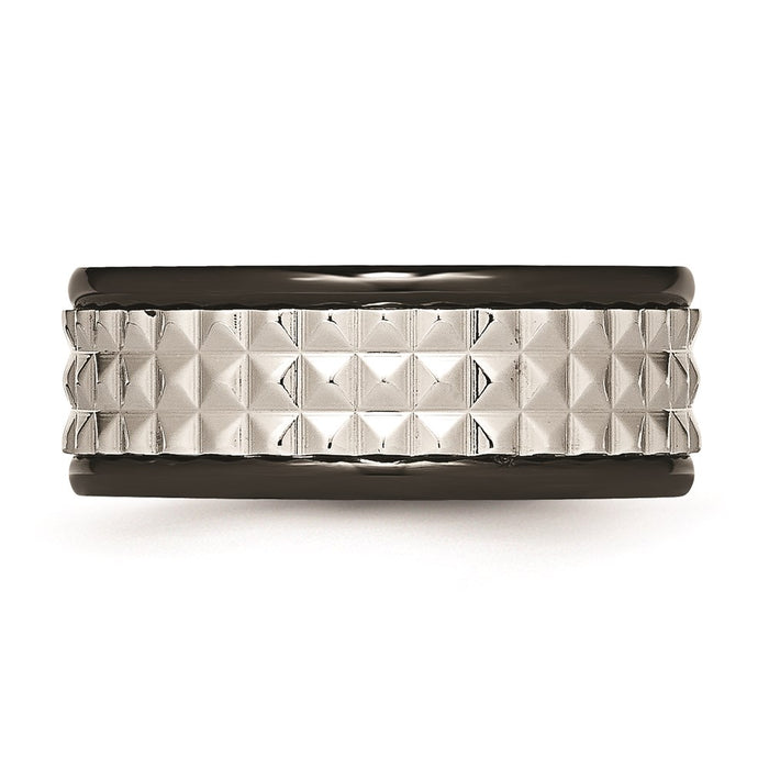 Unisex Fashion Jewelry, Chisel Brand Stainless Steel Polished Black IP Textured Ring