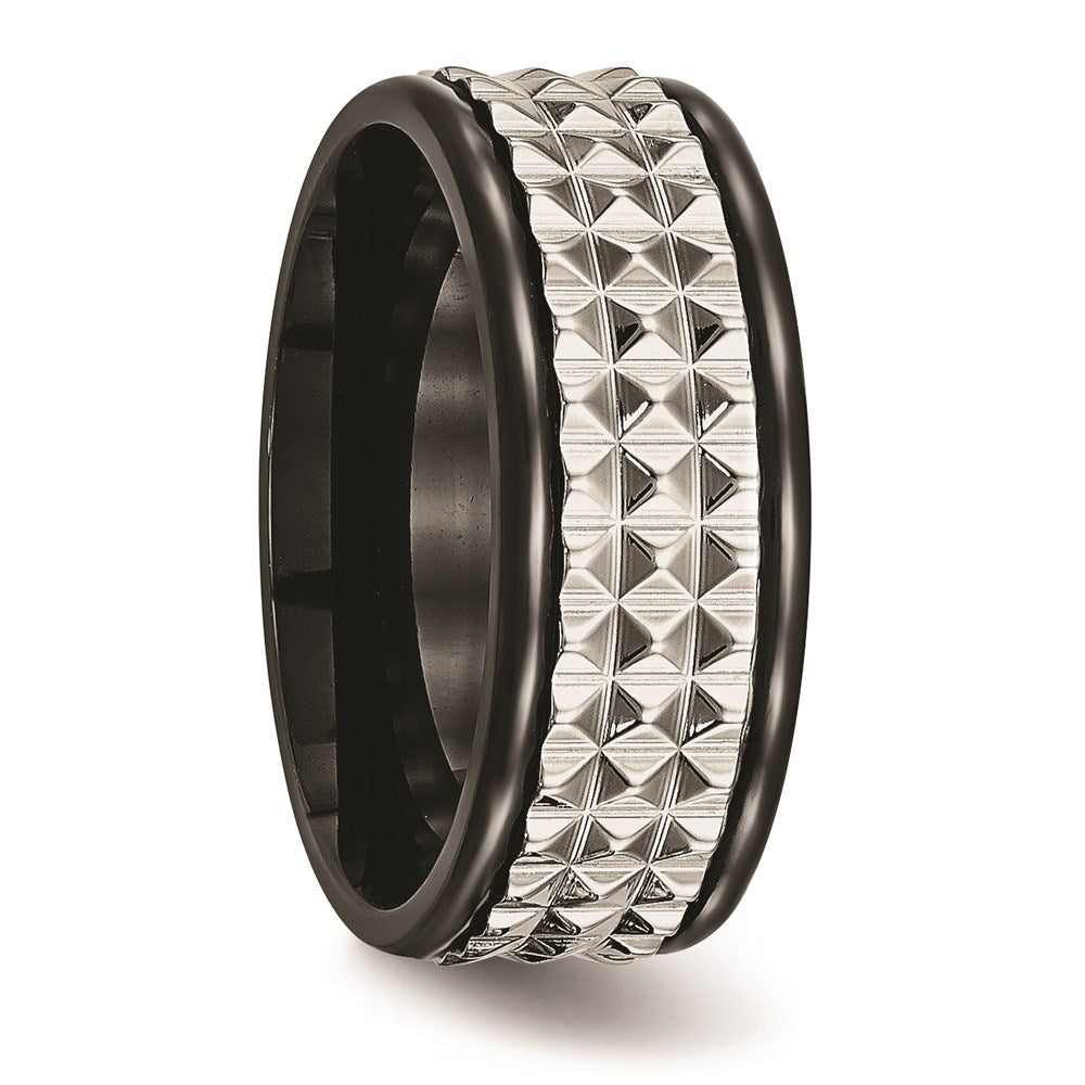 Unisex Fashion Jewelry, Chisel Brand Stainless Steel Polished Black IP Textured Ring
