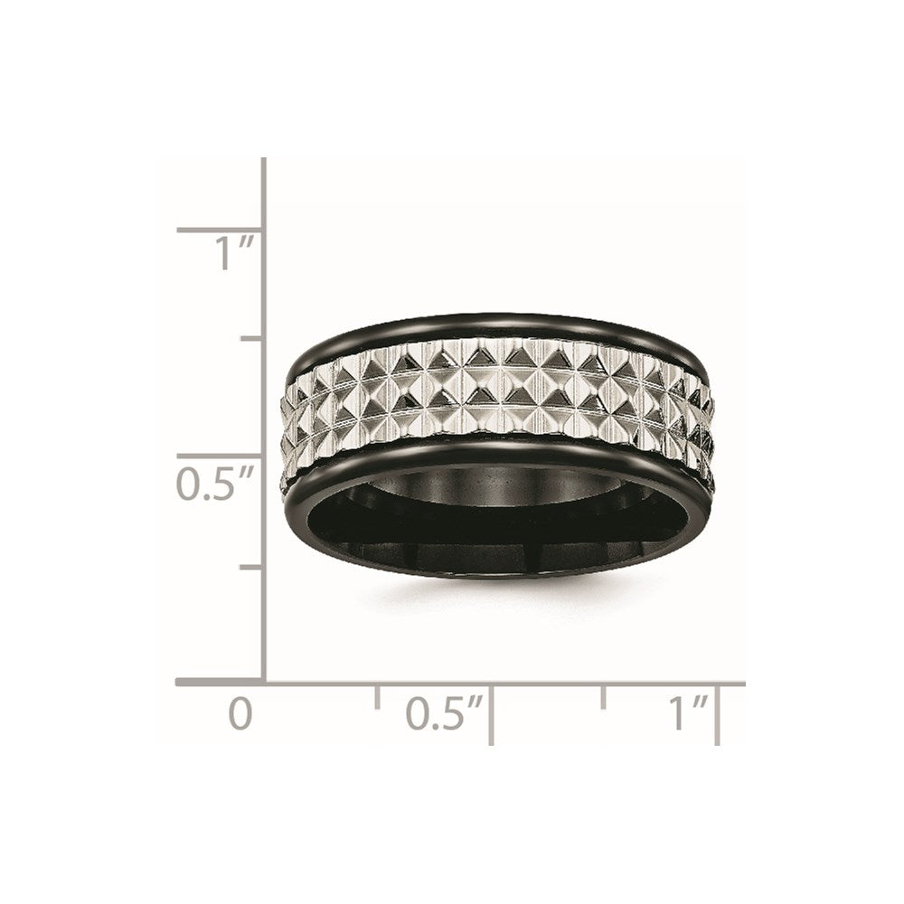 Unisex Fashion Jewelry, Chisel Brand Stainless Steel Polished Black IP Textured Ring