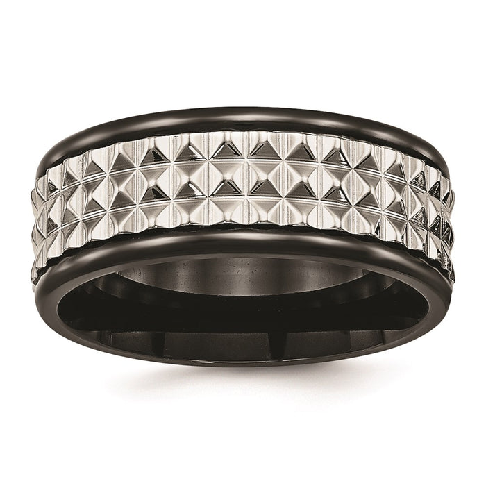 Unisex Fashion Jewelry, Chisel Brand Stainless Steel Polished Black IP Textured Ring