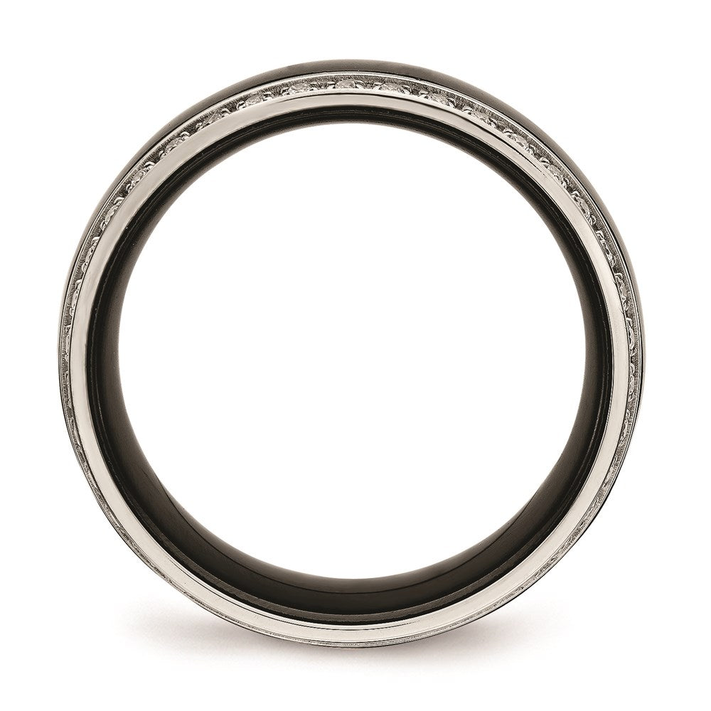 Unisex Fashion Jewelry, Chisel Brand Stainless Steel Polished Black Ceramic CZ Ring