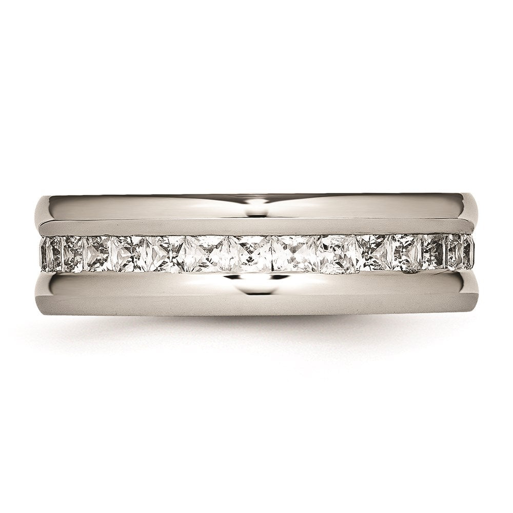 Unisex Fashion Jewelry, Chisel Brand Stainless Steel Polished with CZ Ring