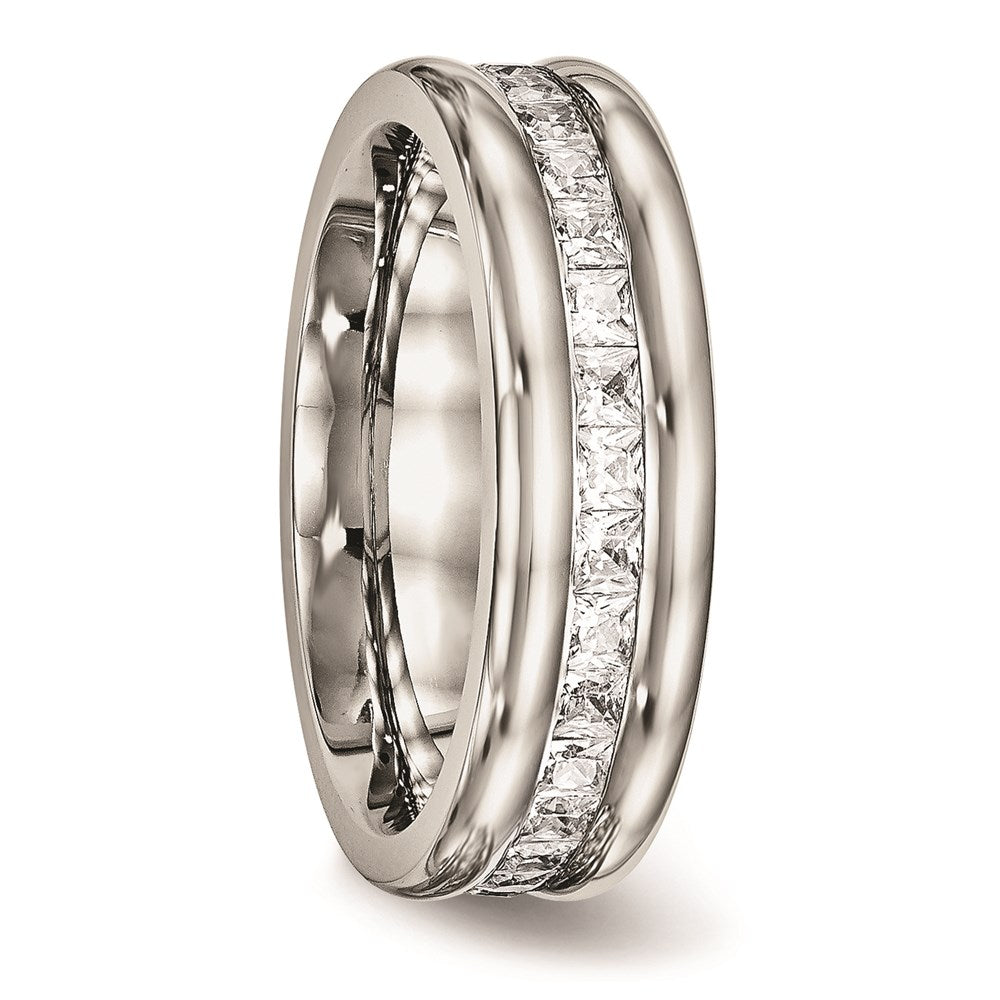 Unisex Fashion Jewelry, Chisel Brand Stainless Steel Polished with CZ Ring