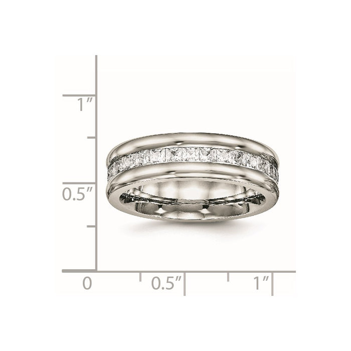 Unisex Fashion Jewelry, Chisel Brand Stainless Steel Polished with CZ Ring