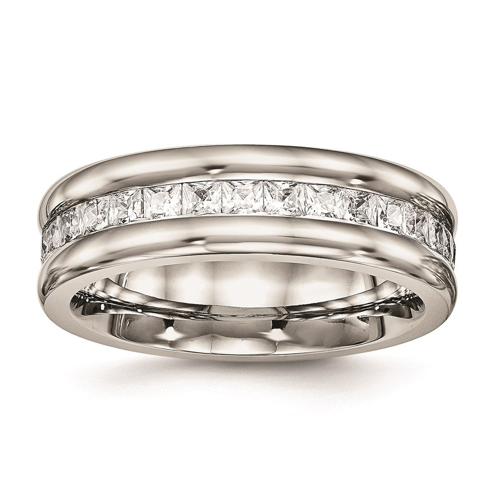 Unisex Fashion Jewelry, Chisel Brand Stainless Steel Polished with CZ Ring