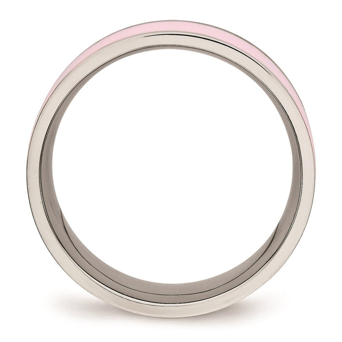 Women's Fashion Jewelry, Chisel Brand Stainless Steel Polished Pink Ceramic Ring