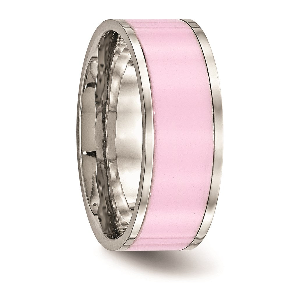 Women's Fashion Jewelry, Chisel Brand Stainless Steel Polished Pink Ceramic Ring