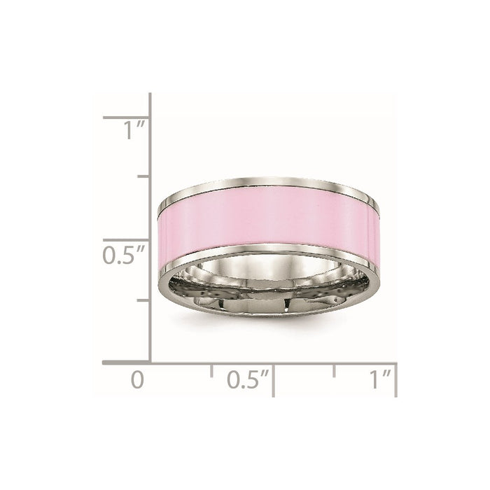 Women's Fashion Jewelry, Chisel Brand Stainless Steel Polished Pink Ceramic Ring