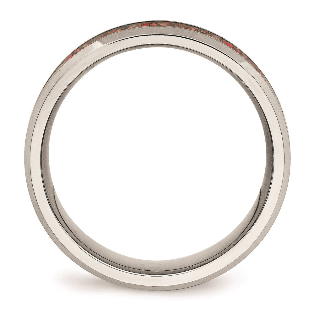 Men's Fashion Jewelry, Chisel Brand Stainless Steel Polished with Red Imitation Opal 8mm Men's Ring