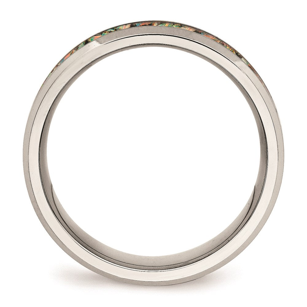 Men's Fashion Jewelry, Chisel Brand Stainless Steel Polished with Imitation Opal 8mm Men's Ring