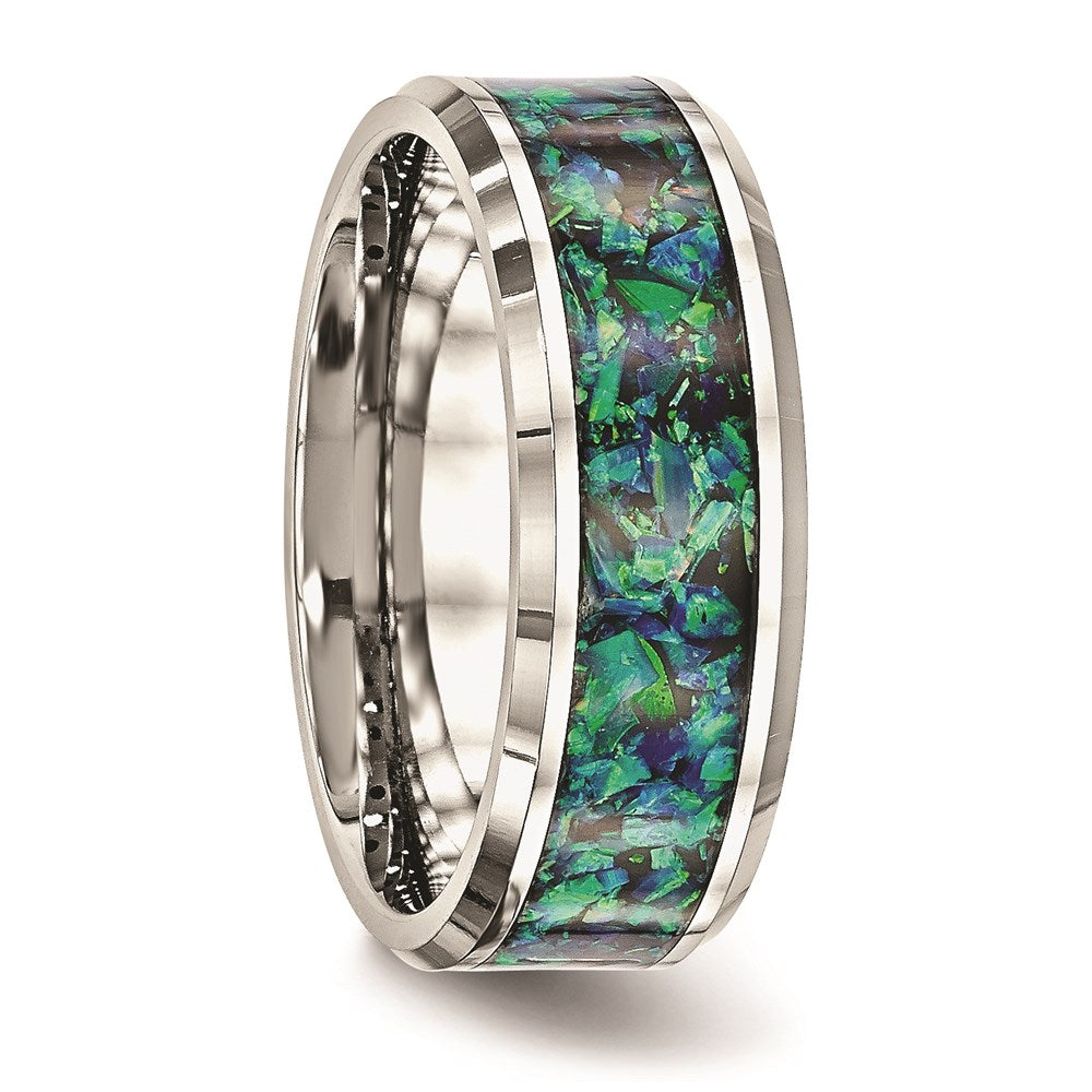 Men's Fashion Jewelry, Chisel Brand Stainless Steel Polished with Blue Imitation Opal 8mm Men's Ring