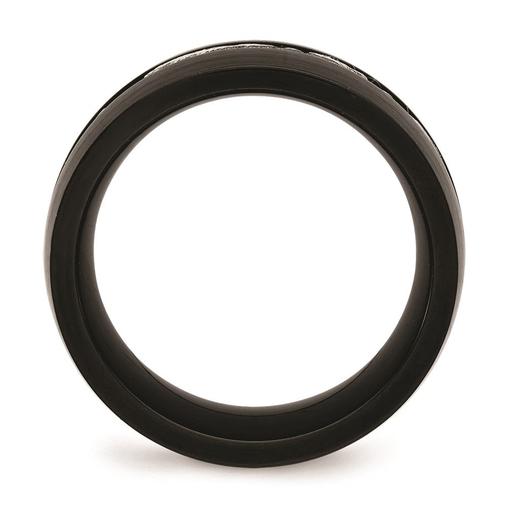Unisex Fashion Jewelry, Chisel Brand Stainless Steel Brushed and Polished Black IP CZ Ring