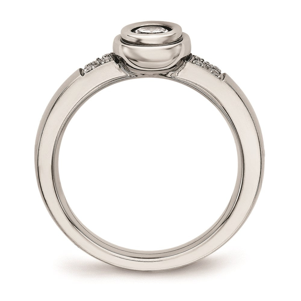 Women's Fashion Jewelry, Chisel Brand Stainless Steel Polished CZ Ring
