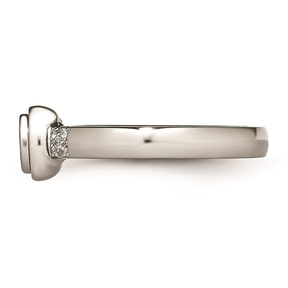 Women's Fashion Jewelry, Chisel Brand Stainless Steel Polished CZ Ring