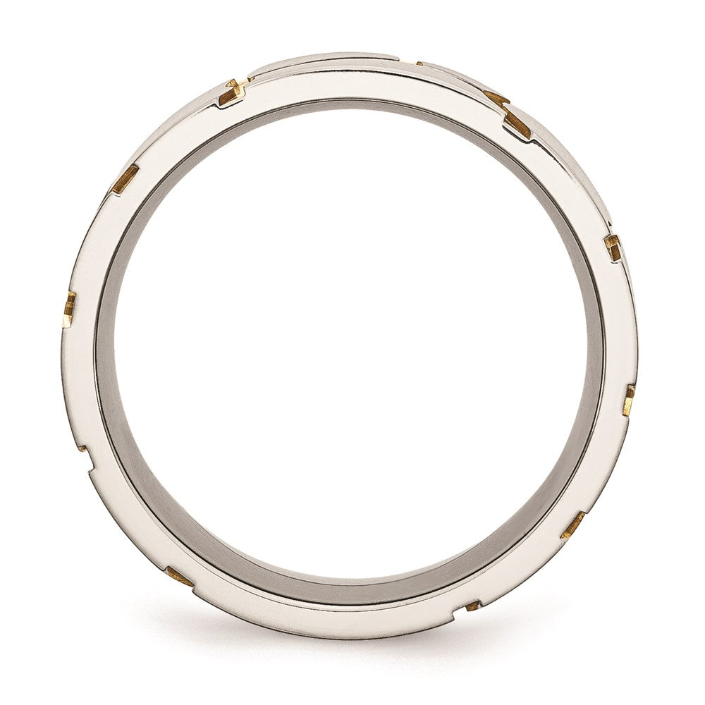 Men's Fashion Jewelry, Chisel Brand Stainless Steel Grooved Yellow IP-plated Mens 8mm Brushed Ring Band